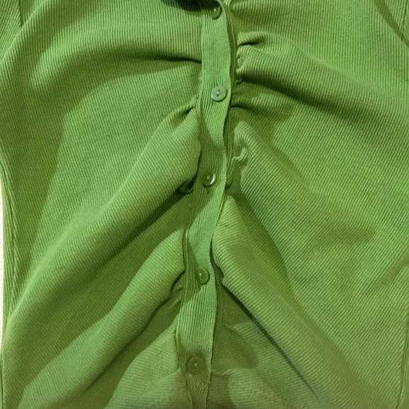 Zara Ribbed Ruched Button-Up ~ Small - Picture 6 of 10